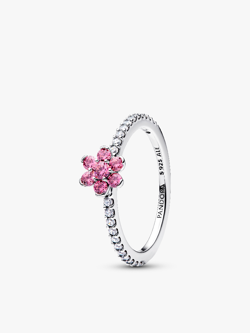 Sparkling Pink Flower Ring