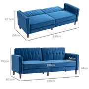 3-Seater Sofa Bed with Reclining Back Blue