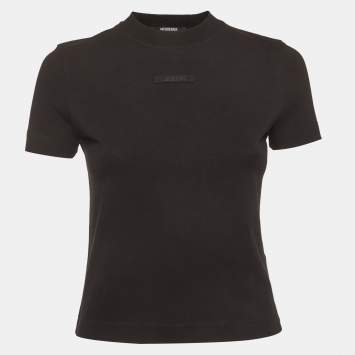 Black Cotton Short Sleeve Gros