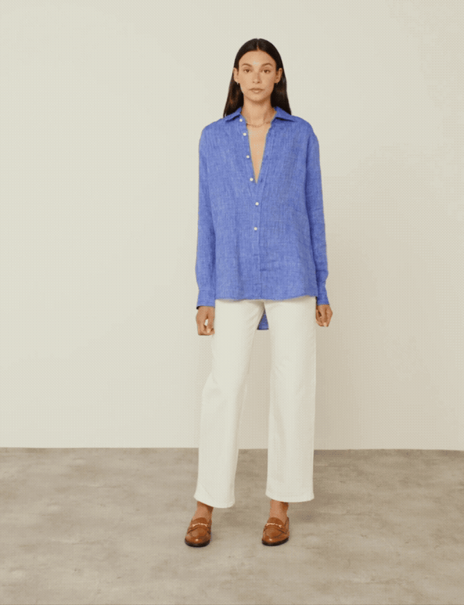 The Boyfriend: Linen, Lapis Blue in 100% Linen