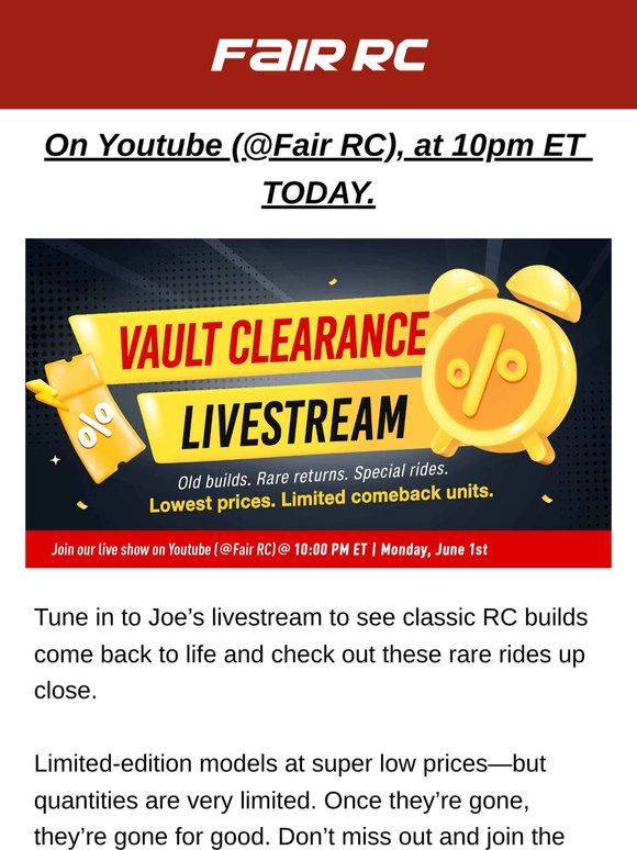 Vault Clearance Livestream