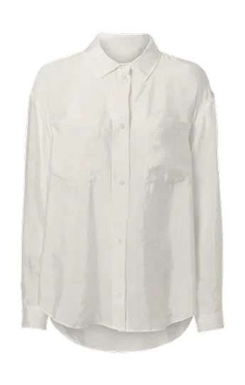 Semi-Sheer Golden Hour Button Down Long Sleeve - ivory