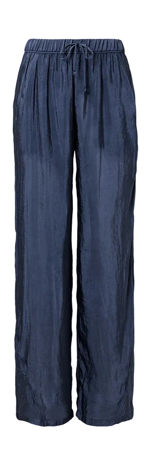 Semi-Sheer Golden Hour High-Waist Straight Leg Pant - navy