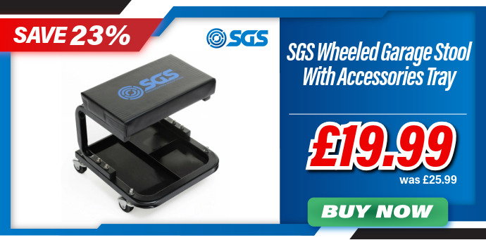 SGS Garage Stool with Wheels and Accessories Tray