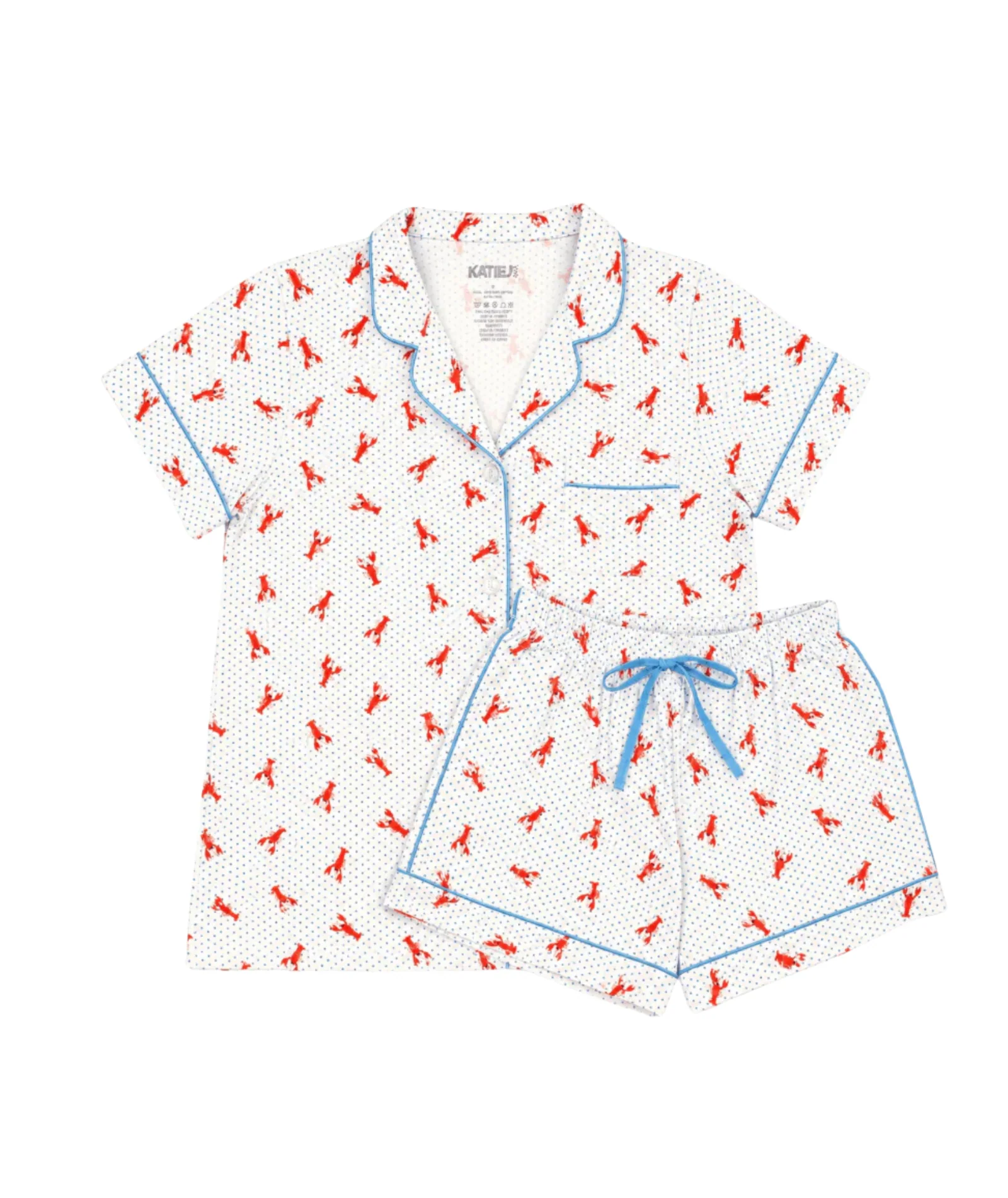 Image of Katie J NYC Juniors Lobster Polka Dot Lynn Shorts PJ Set