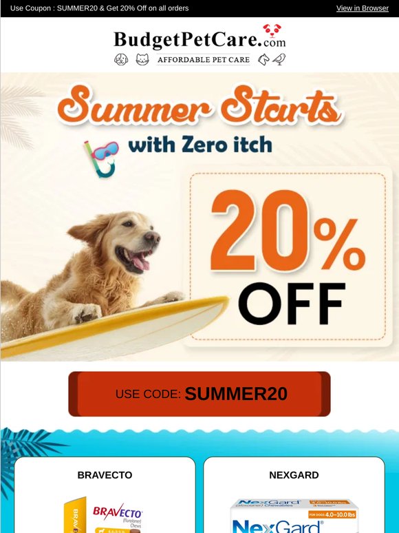 Sunshine, 20% Extra Savings Sitewide & Happy Tails Await! ☀️