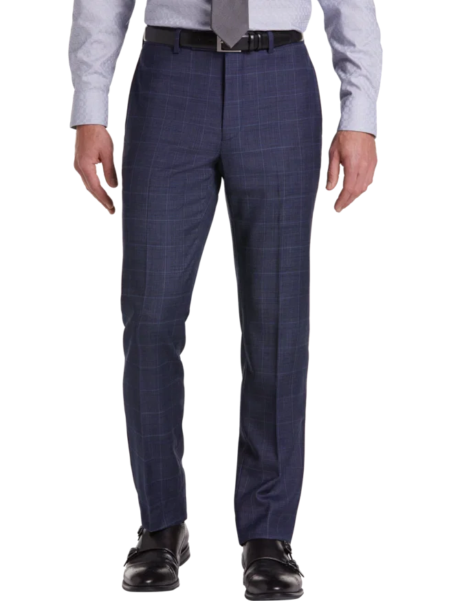 Calvin Klein Slim Fit Wool Blend Windowpane Suit Pants