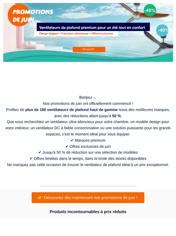 🌞Les Promotions de Juin Sont Arrivées: ventilateurs de plafond jusqu'à 50 %