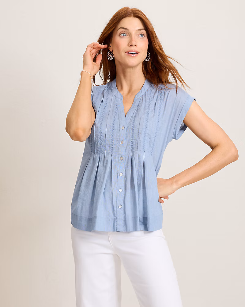 Image of Voile Voyage Cross-Stitch Blouse
