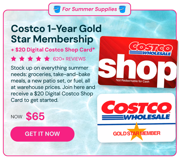 Costco 1-Year Gold Star Membership + $20 Digital Costco Shop Card