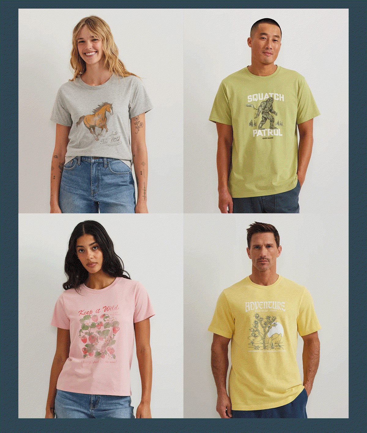 Image gif of models in graphic tees