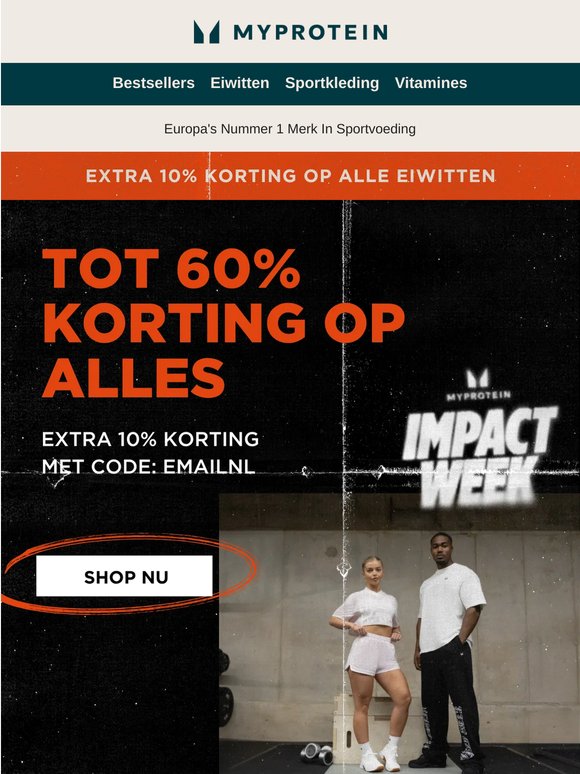 Extra 10% korting op eiwitten bovenop tot 60%