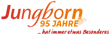Jungborn Logo mit Jubiläumsschriftzug „95 Jahre – hat immer etwas Besonderes“