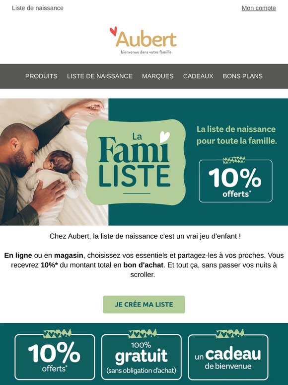 👶 Créez votre liste de naissance = 10% offerts* !