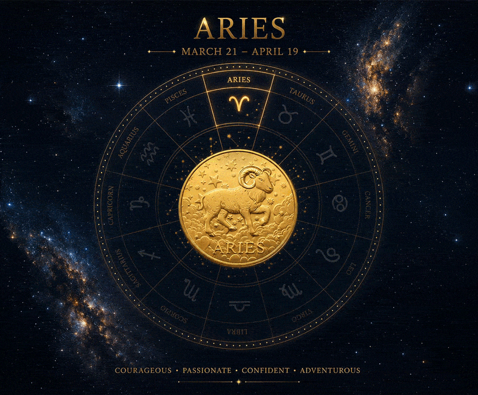 New 24K Yellow Gold (99.99% Gold Purity) Zodiac Sign Coin