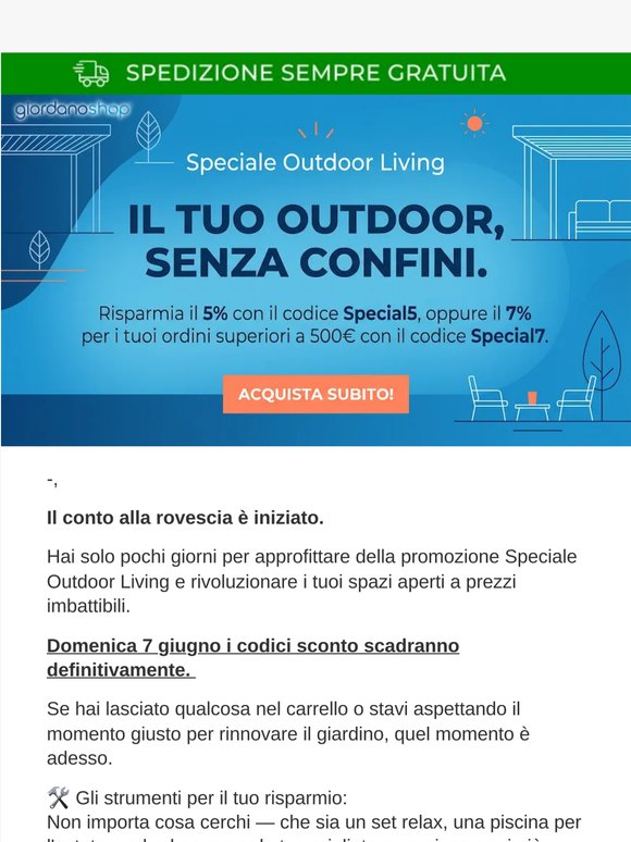 Solo per pochi giorni: risparmia fino al 7%!