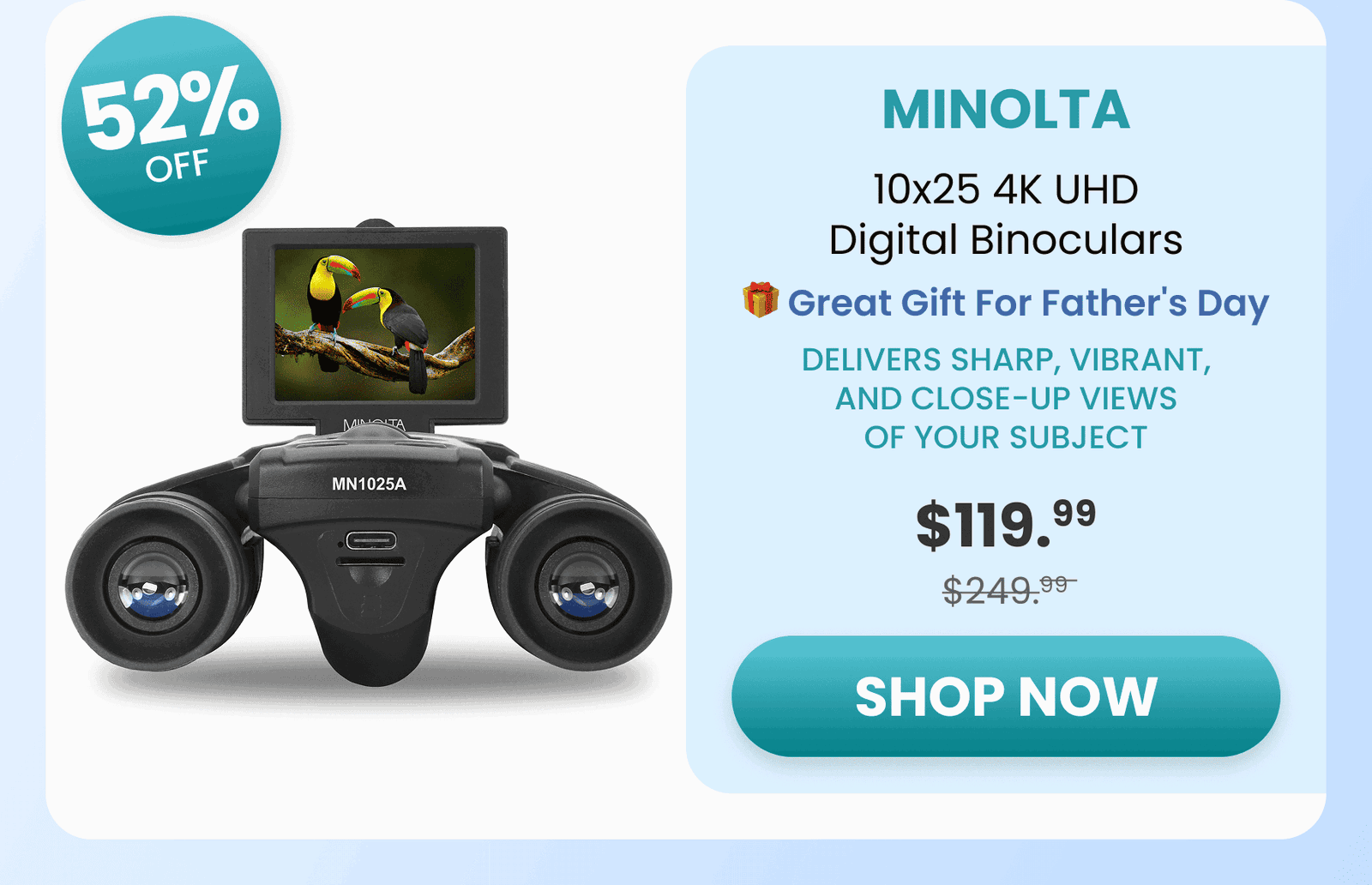 10x25 4K UHD Digital Binoculars /Deliver sharp, vibrant, and close-up views of your subject