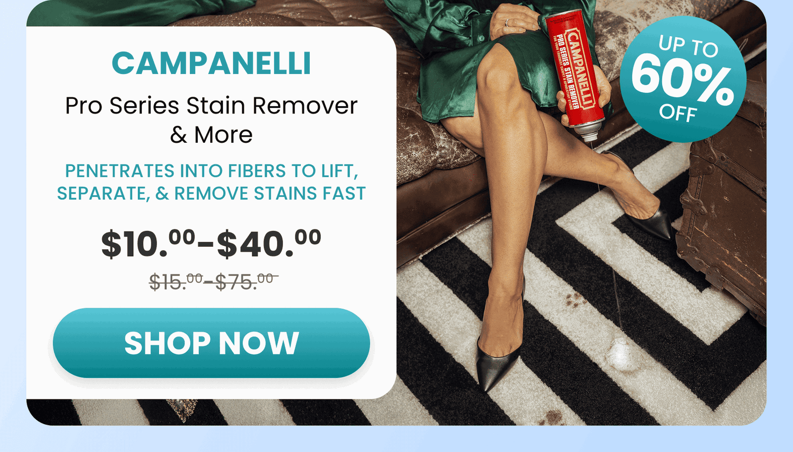 CAMPANELLI Pro Series Stain Remover & More/Penetrates into fibers to lift, separate, & remove stains fast