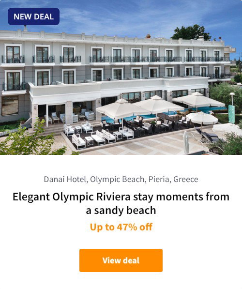 Elegant Olympic Riviera stay moments from a sandy beach