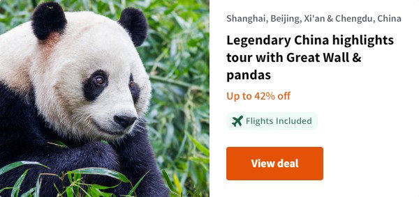 Legendary China highlights tour with Great Wall & pandas