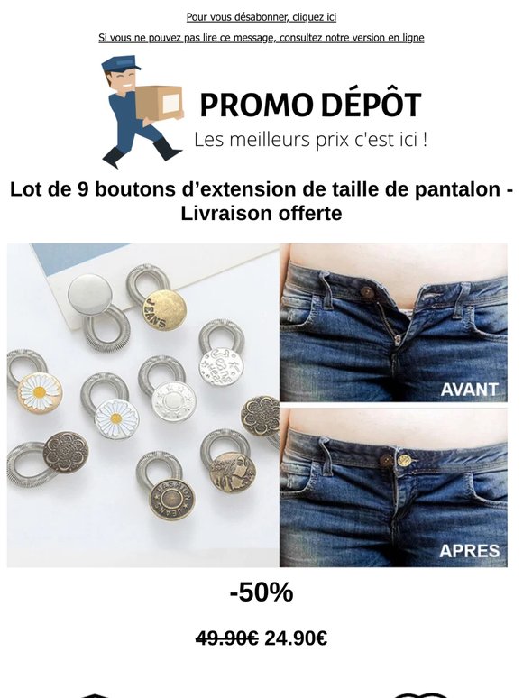Découvrez notre Lot de 9 boutons d’extension de taille de pantalon - Livraison offerte