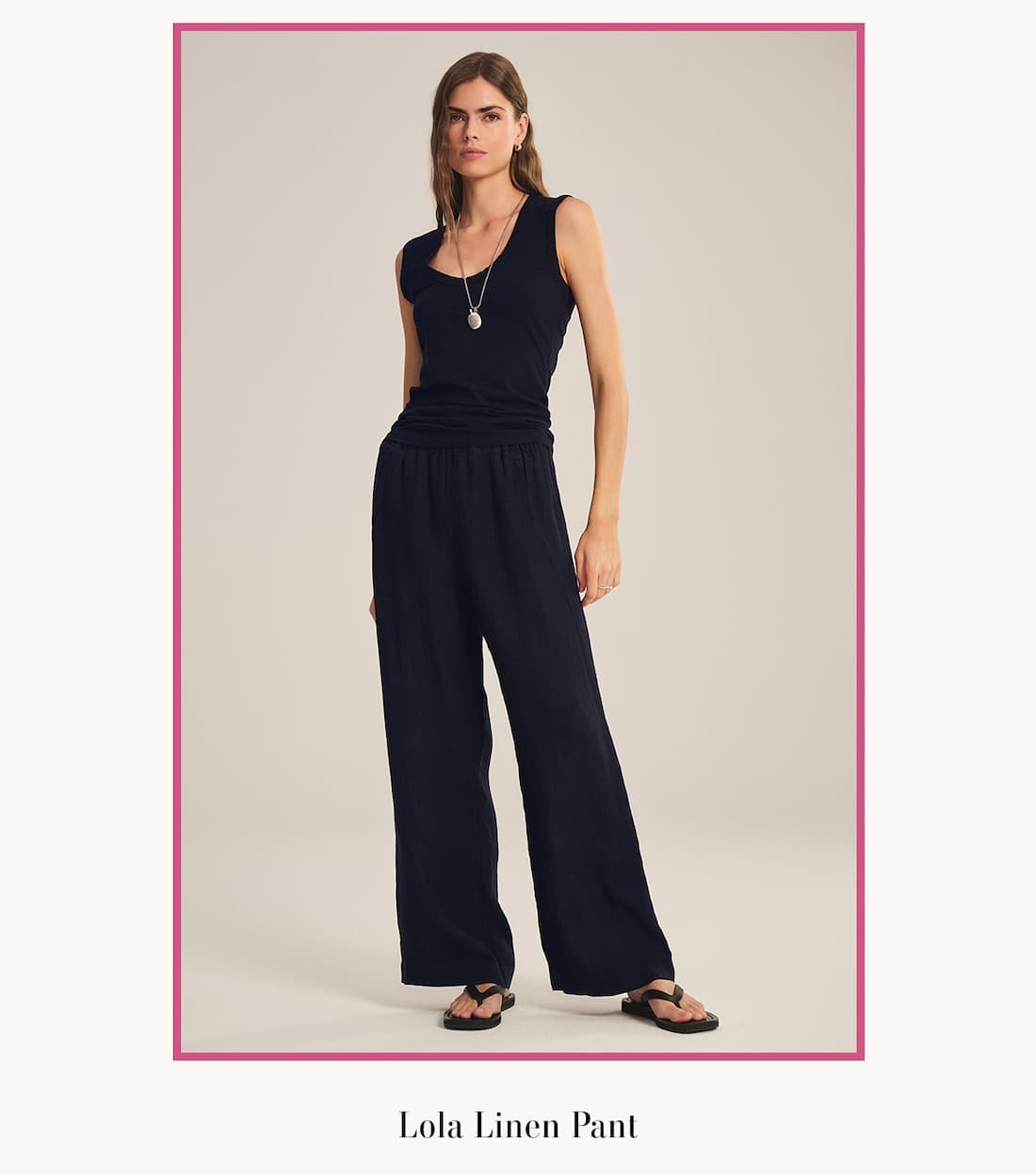 Model wearing Lola Linen Pant