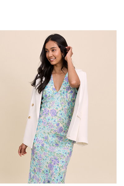 Blue Floral Layla Midi Dress 