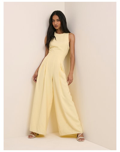 Butter Yellow Wide Leg Reign Jumpsuit