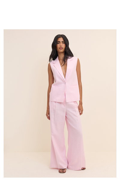 Baby Pink Sleeveless Boxy Blazer