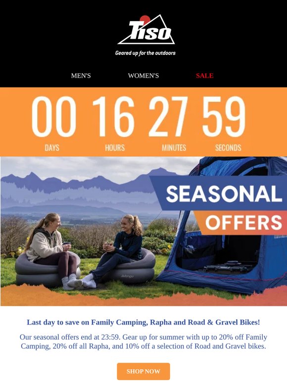 Up To 20% Off Family Camping Ends Tonight