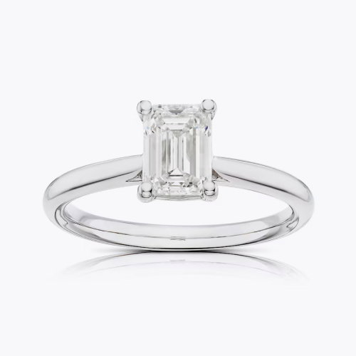 Engagement Ring Platinum Emerald Cut Solitaire 1ct Diamond Ring