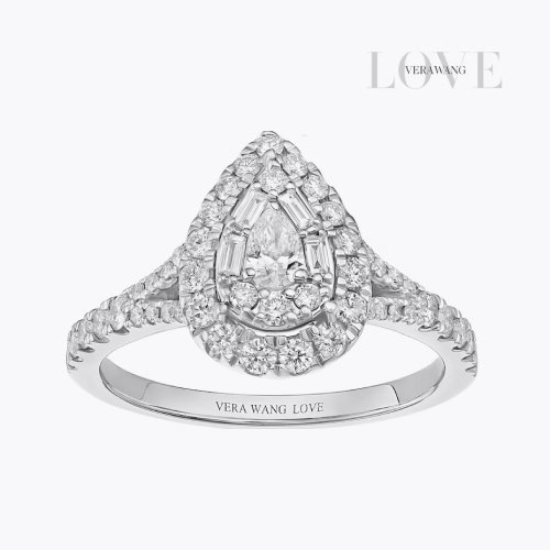 Engagement Ring Vera Wang Platinum Cluster Pear Shape 0.60ct Diamond Ring
