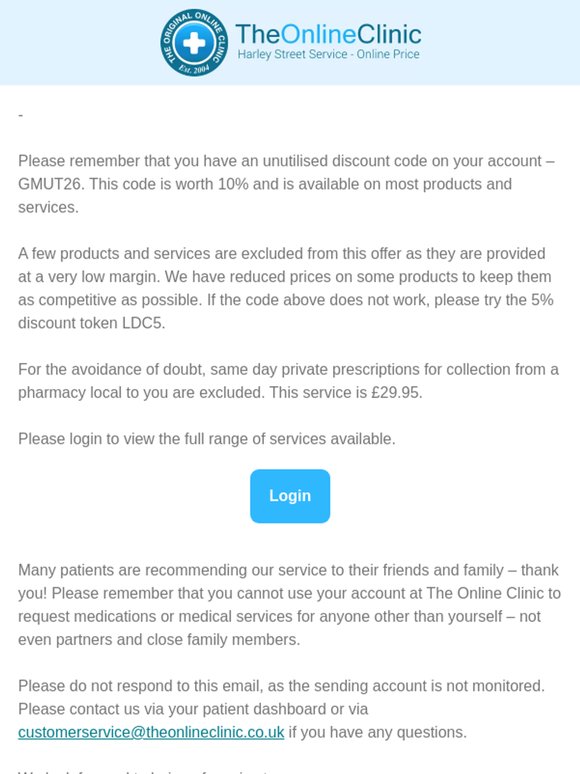 Discount Code Reminder