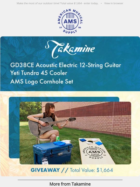 Win This Outdoor Summer Prize Pack from Takamine, Yeti & AMS!