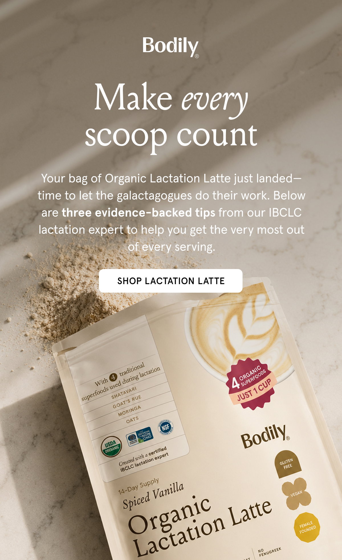 Make every scoop count | Lactation Latte