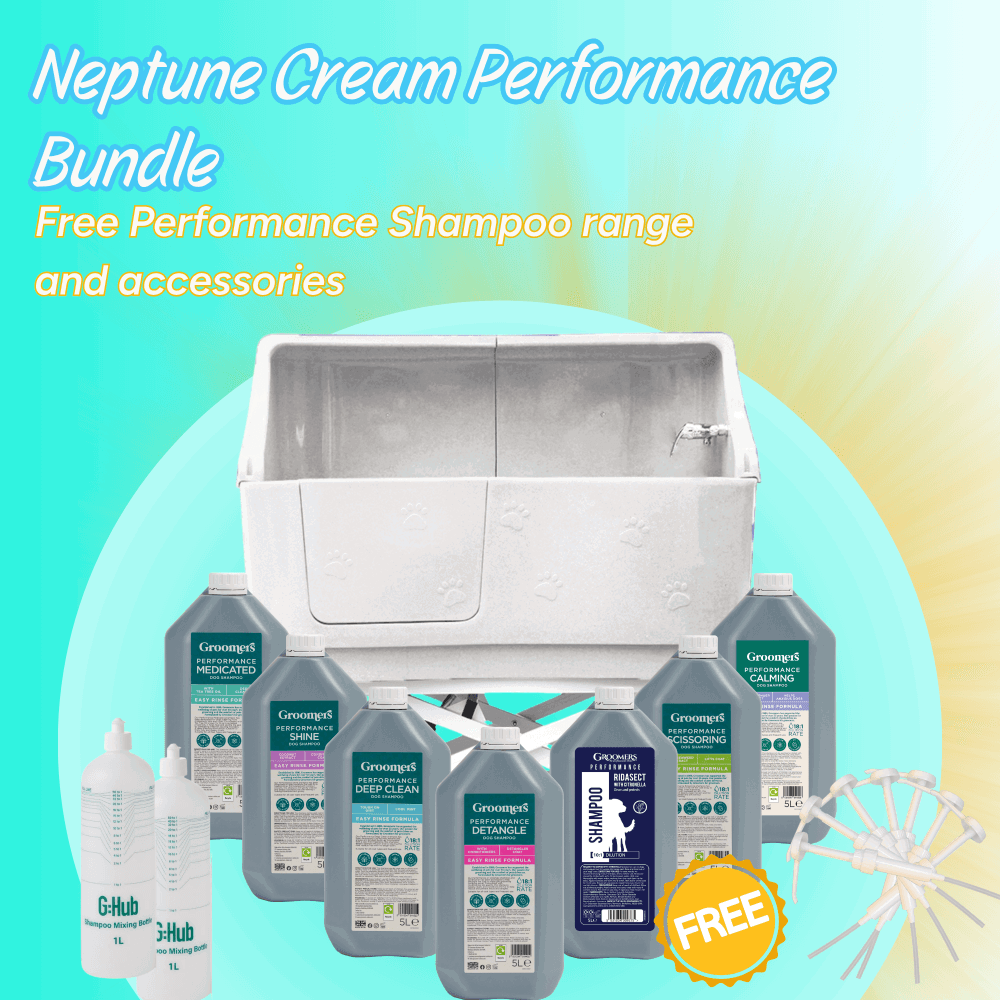 Image of Groomers Neptune Electric Bath with Splashback - Cream Bundle