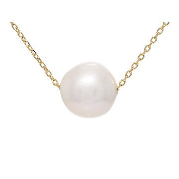 Genusis™ White Cultured Freshwater Pearl 18k Yellow Gold Over Bronze 18 Inch Solitaire Necklace