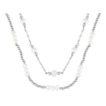 White Cultured Freshwater Pearl Rhodium Over Sterling Silver 17 Inch Necklace