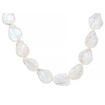 White Cultured Freshwater Pearl Rhodium Over Sterling Silver 20 Inch Necklace