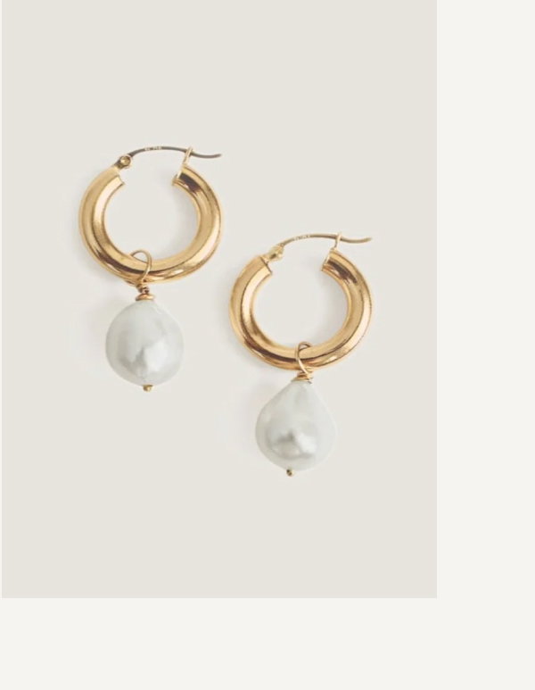 Baroque Pearl Hoop Earrings