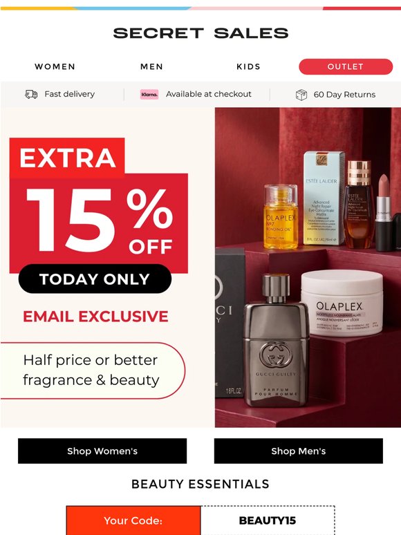 Email Exclusive: Extra 15% off Beauty
