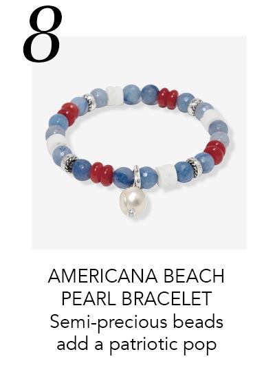 Eight - Americana Beach Pearl Bracelet - Semi-precious beads add a patriotic pop.