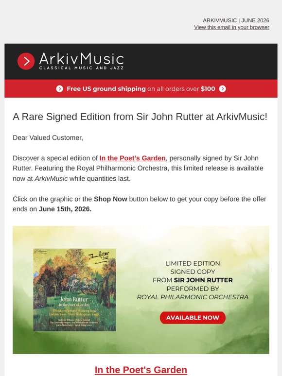 Limited Edition (SIGNED) John Rutter Release at ArkivMusic