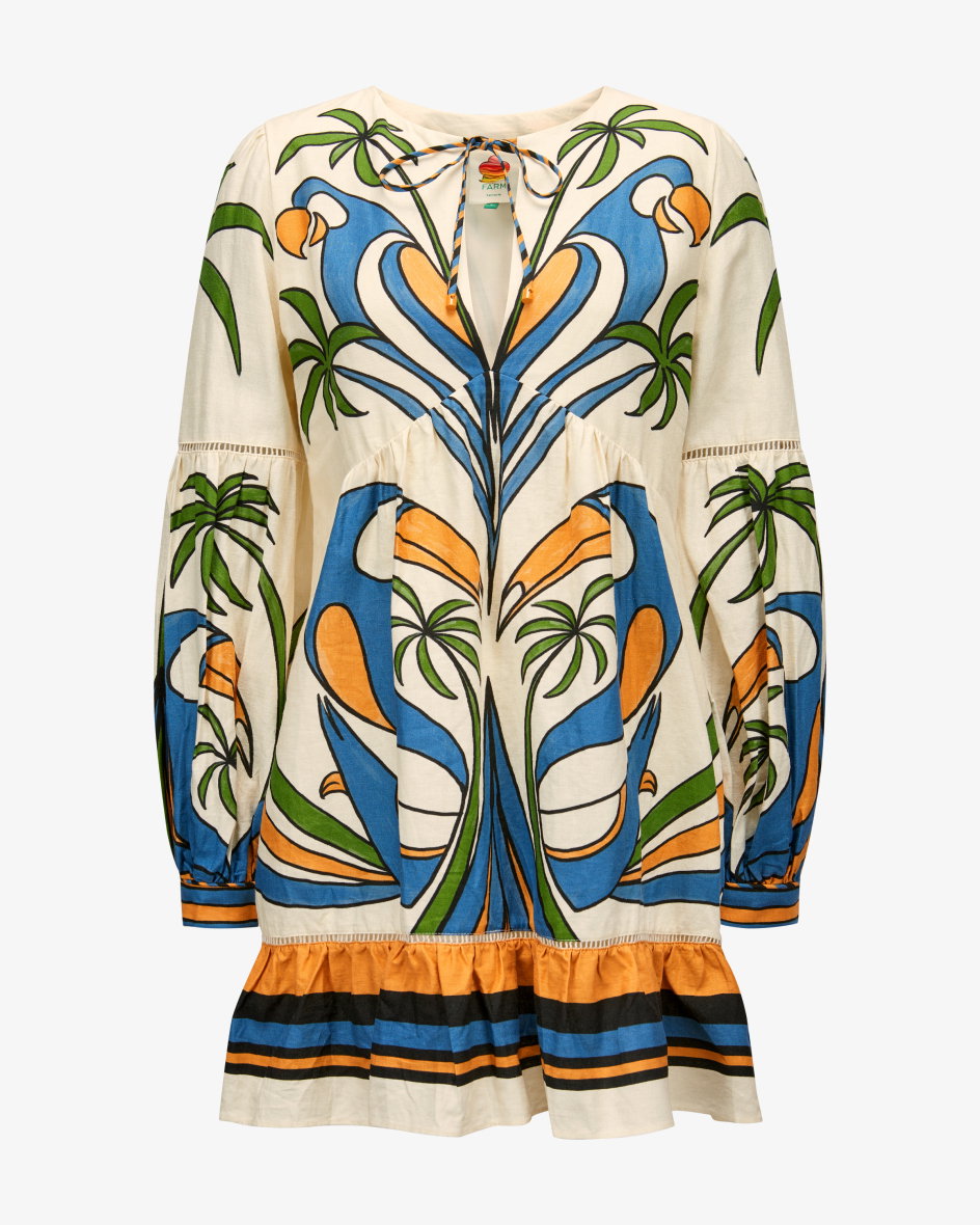 Tunikakleid Tropical Graphic aus Leinen-Mix