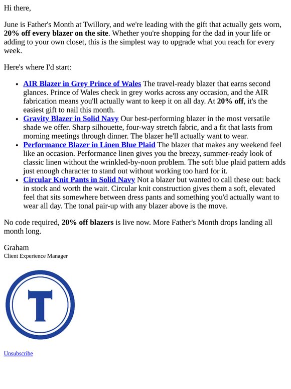 Father's Month is here, starting with 20% off blazers