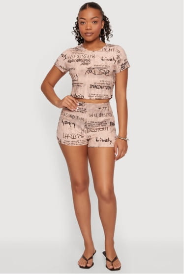 Shop Graffiti Letter Print Shorts