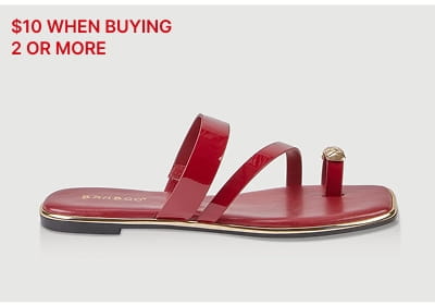 Shop Metallic Toe Loop Asymmetrical Strappy Slide Sandals