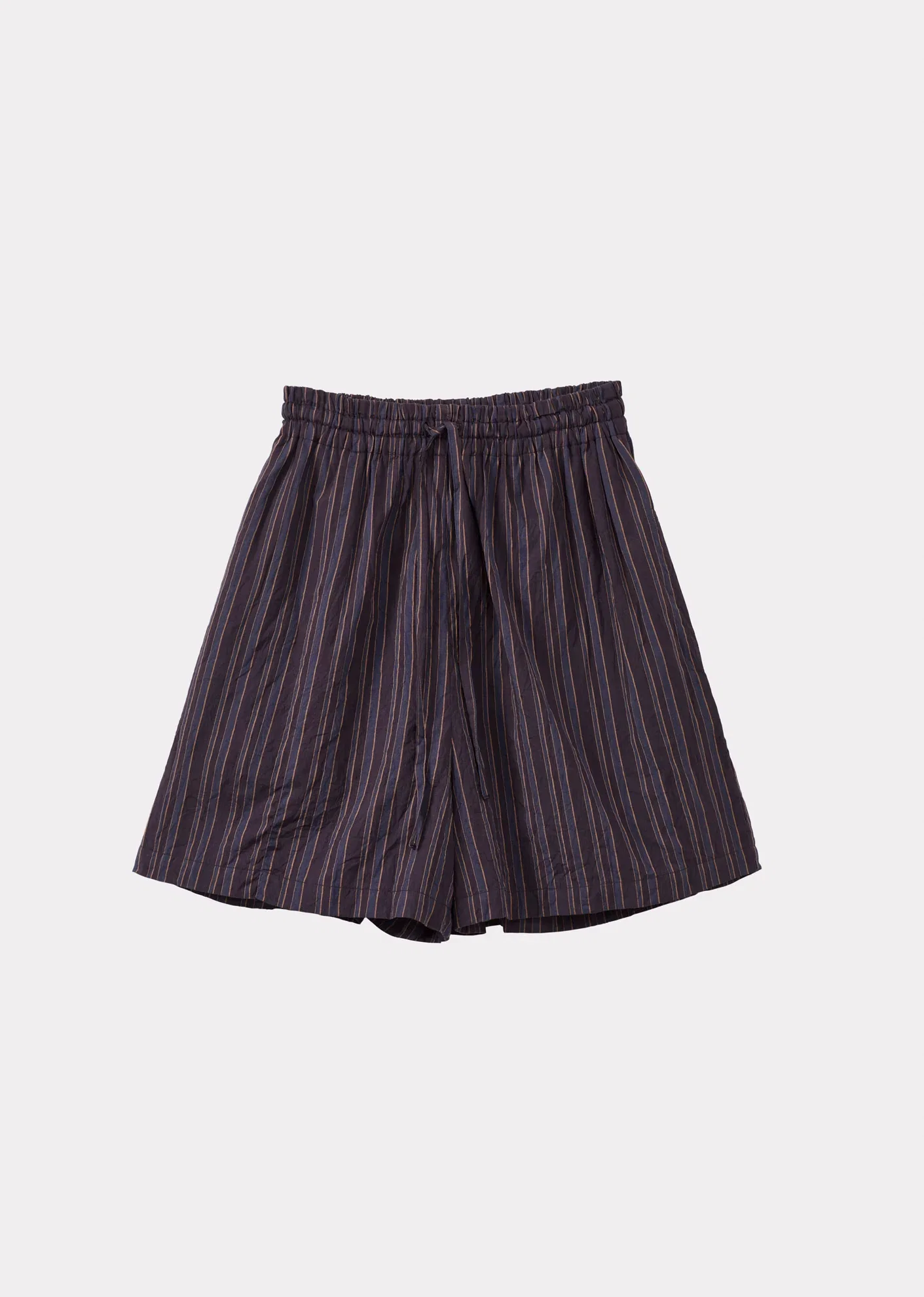 Image of WOMEN'S COTTON TENNIS SHORTS - AUBERGINE STRIPE