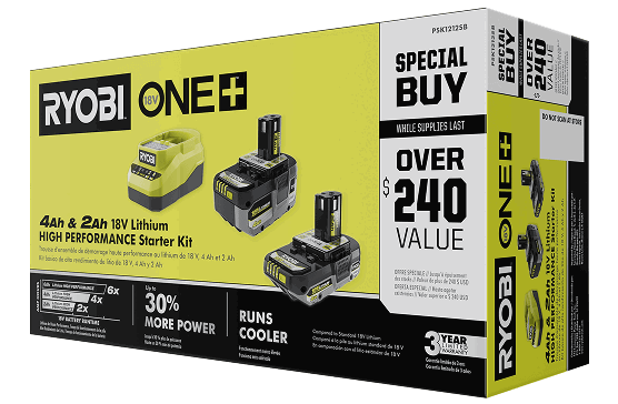 RYOBI 18V ONE+ 4Ah & 2Ah Lithium High Performance Starter Kit