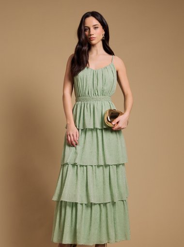Strappy Tiered Frill Midaxi Dress